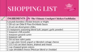 Shopping List for The Ultimate Slow Cooker Magic- Creamy Crockpot Chicken Enchiladas